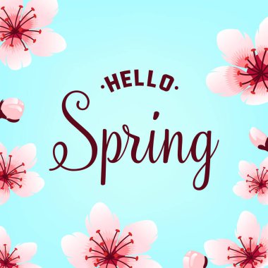 Arka planda sakura çiçekleri ve ortasında bir yazı var.