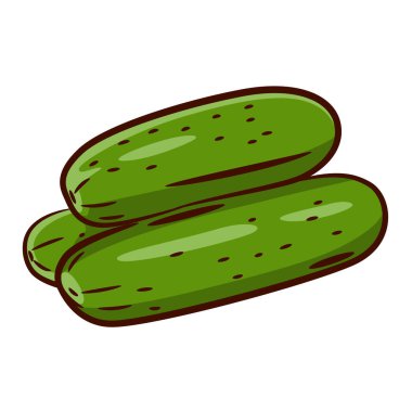 Üç taze salatalık üst üste yatıyordu. Beyaz arkaplanda izole