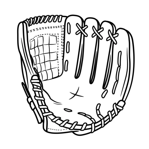 Basebollhandske Sporthandskfällan Isolerad Vit Bakgrund Idrottsstämning — Stock vektor