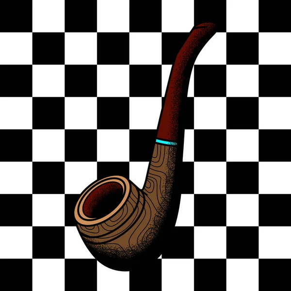Pipe Fumer Sur Fond Motif Échecs — Image vectorielle