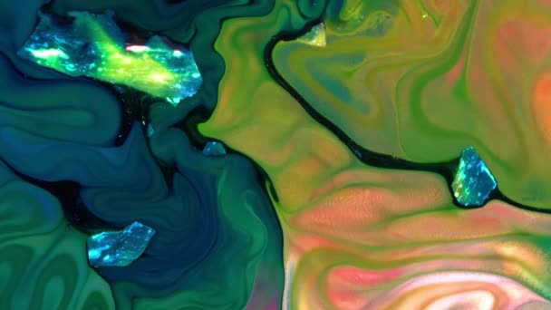 Psikedelik Resimli Soyut Arkaplan Canlı Sıvı Renk Doku Görüntüsü — Stok video
