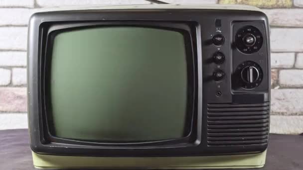 Main Recherche Canal Sur Vieille Télévision Éteint Télévision — Video