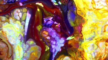 Soyut Sonsuz Renk Döngüleri ve Patlamalar Ayrıntılı Renkli Yüzey Boyaları Hipnotize Ediyor.