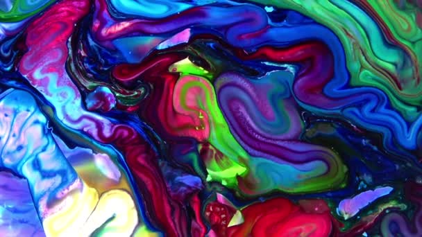 Abstracte Oneindige Kleurenlussen Explosies Hypnotiseren Gedetailleerde Oppervlakte Kleurrijke Verf Spreads — Stockvideo