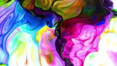Soyut Sonsuz Renk Döngüleri ve Patlamalar Ayrıntılı Renkli Yüzey Boyaları Hipnotize Ediyor.