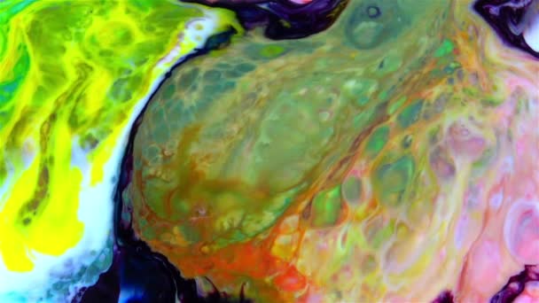 Close Abstract Colorful Fluid Paint Background Textured — Stock Video