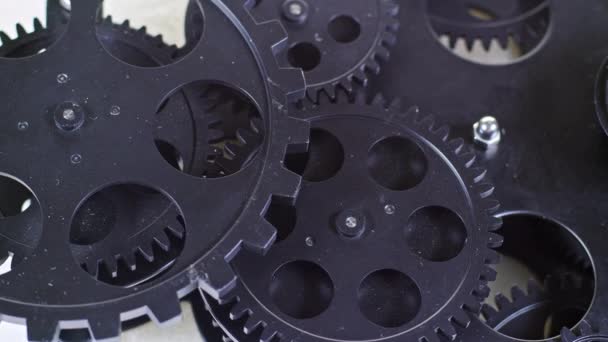 Muy Bonito Primer Plano Cogs Engranajes Rotación Material Archivo — Vídeos de Stock