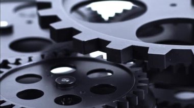 Siyah Çarklı Çalışanların Yakın Çekimi Çalışma Görüntüsü.