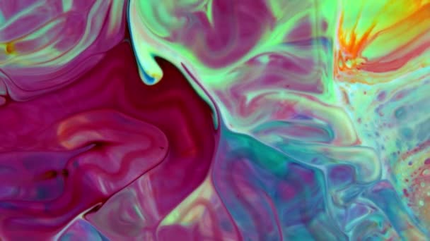 Loops Cores Infinitas Abstratas Explosões Hipnotizando Espalhamentos Tinta Colorida Superfície — Vídeo de Stock