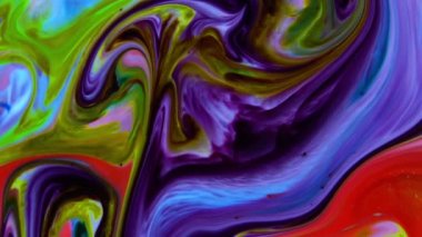Soyut Sonsuz Renk Döngüleri ve Patlamalar Ayrıntılı Renkli Yüzey Boyaları Hipnotize Ediyor.