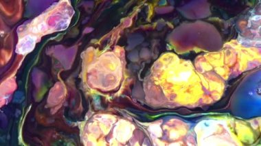 Soyut Sonsuz Renk Döngüleri ve Patlamalar Ayrıntılı Renkli Yüzey Boyaları Hipnotize Ediyor.