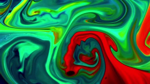 Крупный План Снимок Абстрактной Красочной Жидкостной Краски Поток Фона Текстуры — стоковое видео