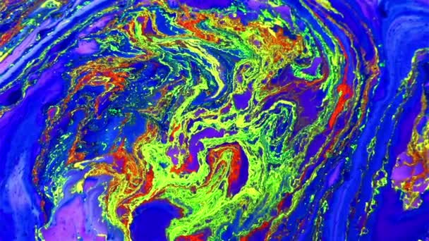 Zbliżenie Shot Abstract Kolorowe Farby Płynne Płynące Tekstury Tła — Wideo stockowe