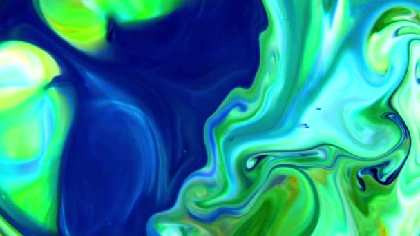 Крупный План Снимок Абстрактной Красочной Жидкостной Краски Поток Фона Текстуры — стоковое видео