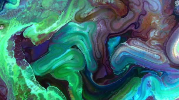 Close Shot Abstract Colorful Fluid Paint Flowing Background Texture — Wideo stockowe