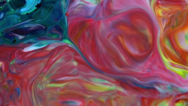 Close Shot Abstract Colorful Fluid Paint Flowing Background Texture — Vídeo de Stock