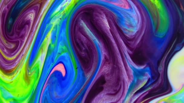 Fluid Painting Abstrakte Textur Intensive Bunte Mischung Galaktischer Lebendiger Farben — Stockvideo