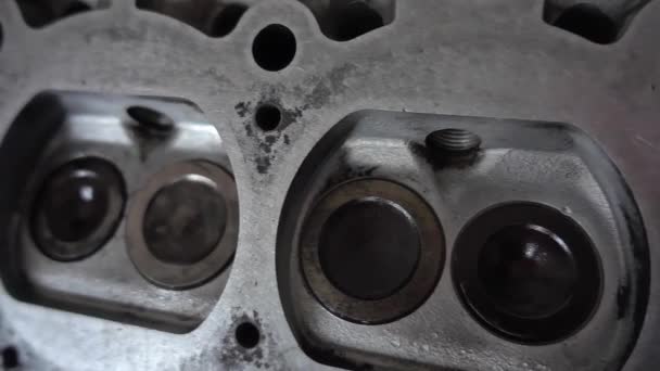 Dolly Shot Car Engine Block Cylinder Head — Stock Video