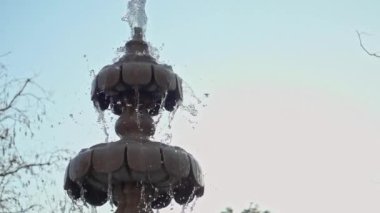 Slow Motion Shot of Fountain Water Drops Footage.