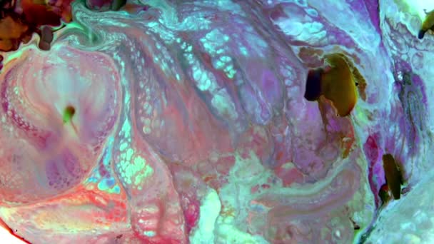 Fluid Ζωγραφική Αφηρημένη Υφή Εντατικό Πολύχρωμο Μείγμα Γαλαξιακή Ζωντανό Χρώματα — Αρχείο Βίντεο