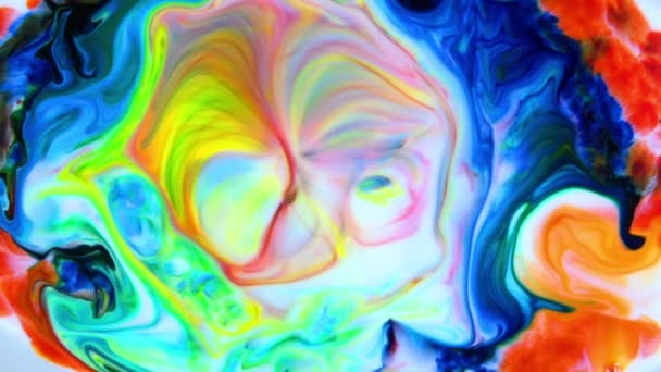 Fluid Ζωγραφική Αφηρημένη Υφή Εντατικό Πολύχρωμο Μείγμα Γαλαξιακή Ζωντανό Χρώματα — Αρχείο Βίντεο