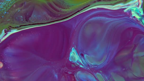 Fluid Painting Abstraktní Textura Intenzivní Barevná Směs Galaktických Pulzujících Barev — Stock video