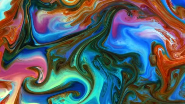Vätskemålning Abstrakt Textur Intensiv Färgstark Blandning Galaktiska Levande Färger Textur — Stockvideo