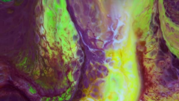 Pintura Fluida Textura Abstracta Mezcla Colorida Intensiva Colores Vibrantes Galácticos — Vídeo de stock