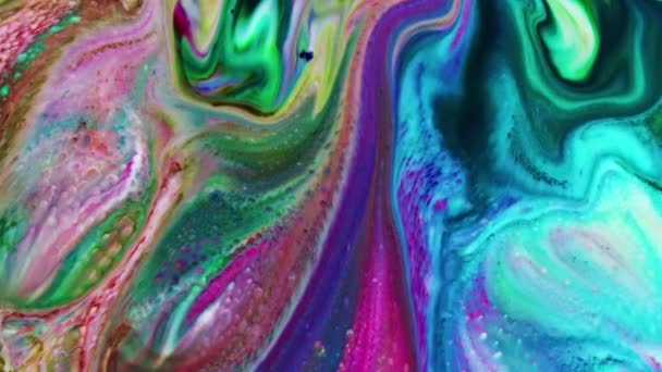 Pictură Fluidă Textură Abstractă Amestec Intensiv Colorat Culori Vibrante Galactice — Videoclip de stoc