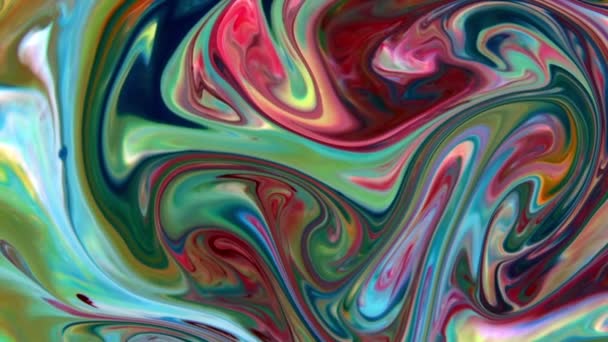 Fluid Painting Abstraktní Textura Intenzivní Barevná Směs Galaktických Pulzujících Barev — Stock video