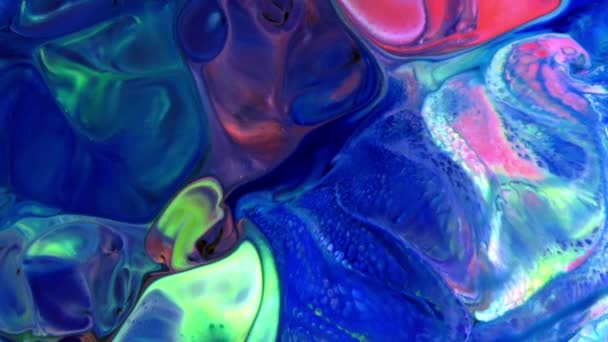 Фарбування Рідини Абстрактна Текстура Інтенсивний Барвистий Мікс Галактичних Яскравих Кольорів — стокове відео