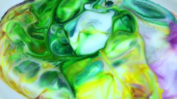 Fluid Painting Abstraktní Textura Intenzivní Barevná Směs Galaktických Pulzujících Barev — Stock video