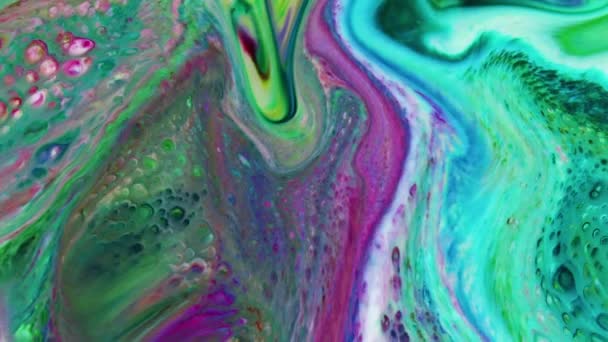 Fluid Painting Abstract Textuur Intensieve Kleurrijke Mix Van Galactische Levendige — Stockvideo