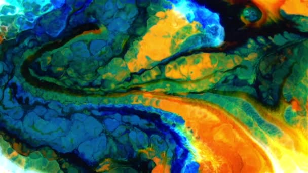 Fluid Painting Abstract Texture Intensive Colorful Mix Galactic Vibrant Colors — Stock Video