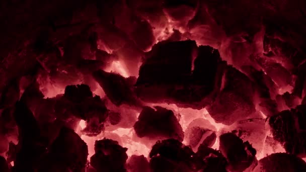 Καύση Άνθρακα Και Φωτιά Στην Κουζίνα Πλάνα — Αρχείο Βίντεο