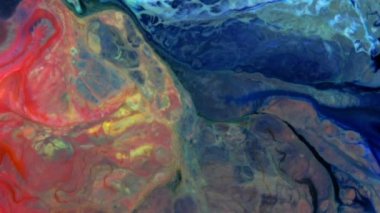 Soyut Renkli Sıvı Boya Akan Arkaplan Dokusunun Yakın Çekimi.