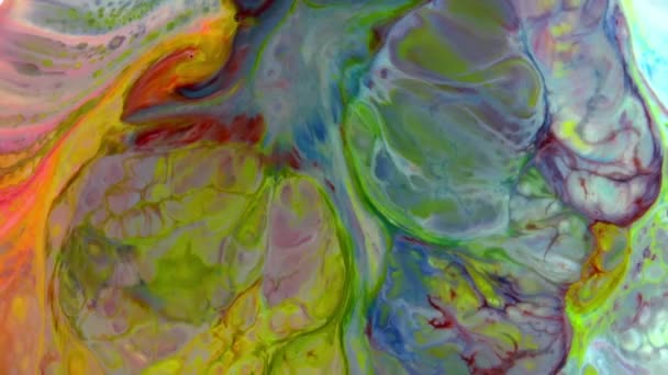 Zbliżenie Shot Abstract Kolorowe Farby Płynne Płynące Tekstury Tła — Wideo stockowe
