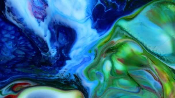 Close Shot Abstract Colorful Fluid Paint Flowing Background Texture — Wideo stockowe