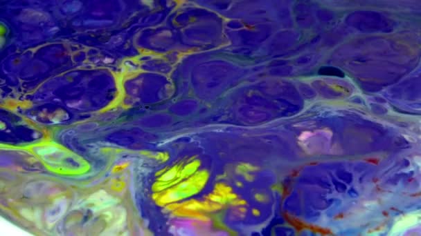 Абстрактная Текстура Интенсивная Красочная Смесь Галактических Ярких Цветов Текстурный Стиль — стоковое видео