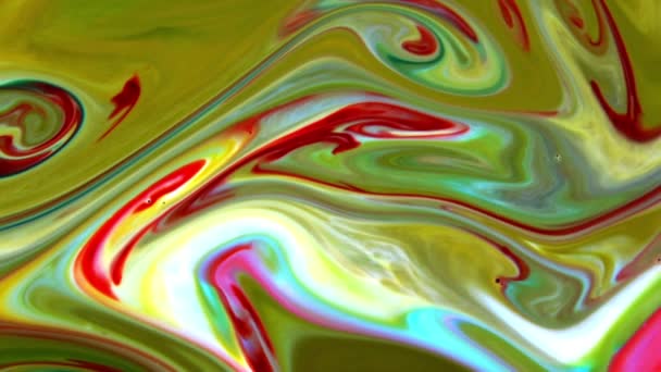 Fluid Painting Abstraktní Textura Intenzivní Barevná Směs Galaktických Pulzujících Barev — Stock video