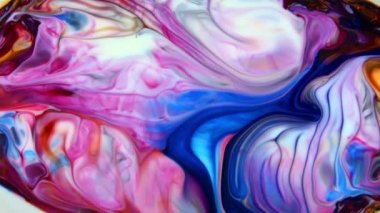 Soyut Renkli Sıvı Boya Akan Arkaplan Dokusunun Yakın Çekimi.