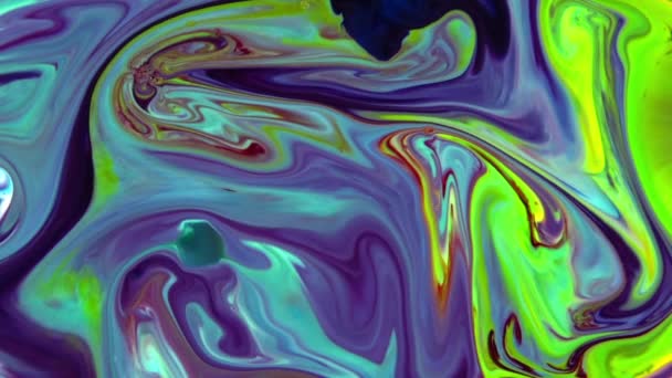 Close Shot Abstract Colorful Fluid Paint Flowing Background Texture — Video Stock
