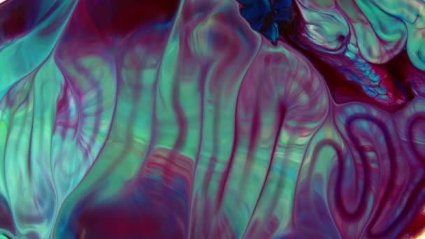 抽象彩色液体涂料流动背景结构的特写镜头 — 图库视频影像