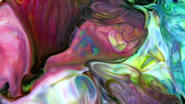 Close Shot Abstract Colorful Fluid Paint Flowing Background Texture — Wideo stockowe