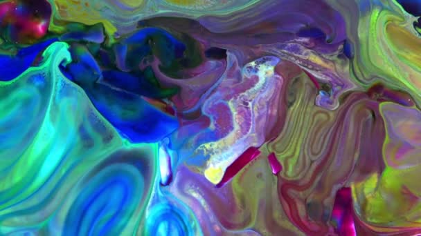 Închidere Abstractă Colorată Vopsea Fluidă Fundal Texturat — Videoclip de stoc
