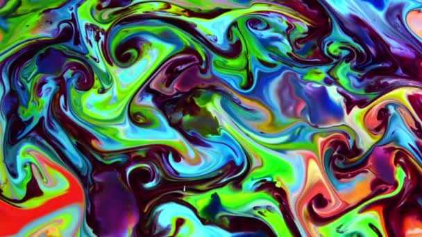 Close Abstract Colorful Fluid Paint Background Textured — Stock Video