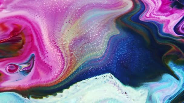 Close Abstract Colorful Fluid Paint Background Textured — Stock Video