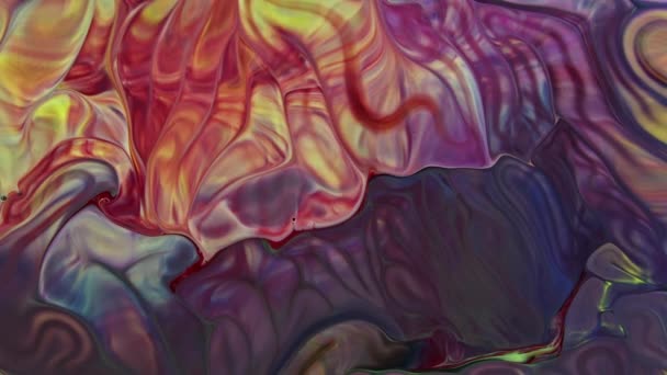 Close Abstract Colorful Fluid Paint Background Textured — Stock Video