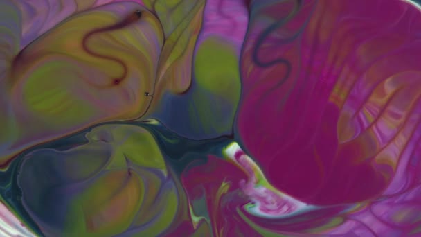 Close Abstract Colorful Fluid Paint Background Textured — Stock Video