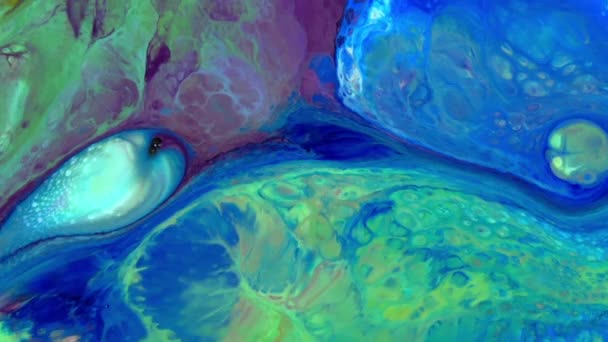 Close Shot Abstract Colorful Fluid Paint Flowing Background Texture — Stock Video